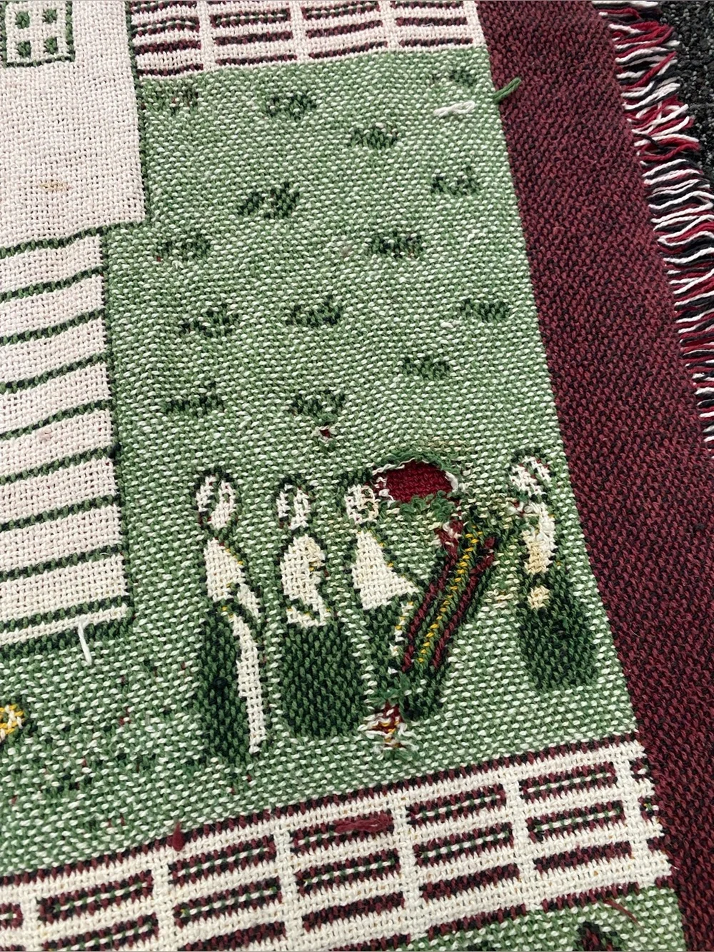 Vintage Throw Blanket Tapestry Manual Woodworkers And Weavers Horse Farm Barn